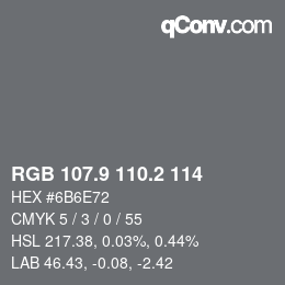 Color code: RGB 107.9 110.2 114 | qconv.com