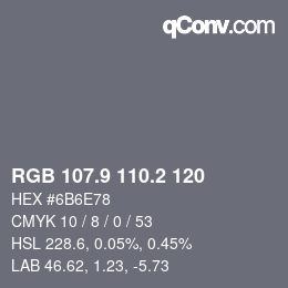 Color code: RGB 107.9 110.2 120 | qconv.com