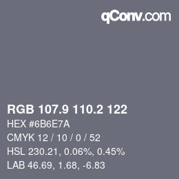 Color code: RGB 107.9 110.2 122 | qconv.com