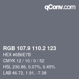 カラーコード: RGB 107.9 110.2 123 | qconv.com