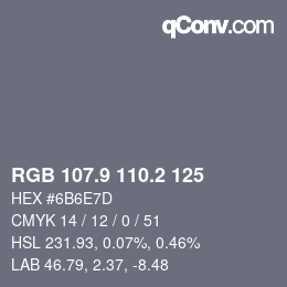 Color code: RGB 107.9 110.2 125 | qconv.com