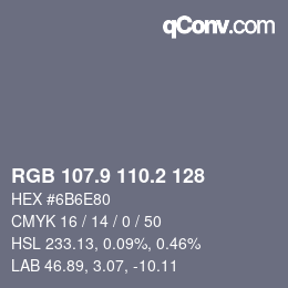 カラーコード: RGB 107.9 110.2 128 | qconv.com