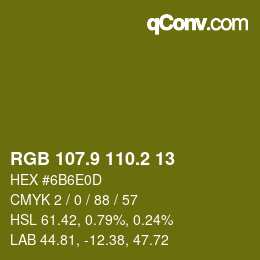 カラーコード: RGB 107.9 110.2 13 | qconv.com