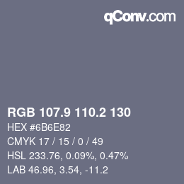 Color code: RGB 107.9 110.2 130 | qconv.com