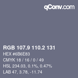 カラーコード: RGB 107.9 110.2 131 | qconv.com