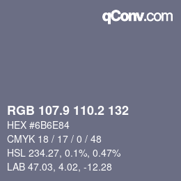 Farbcode: RGB 107.9 110.2 132 | qconv.com