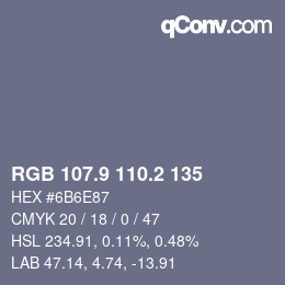 カラーコード: RGB 107.9 110.2 135 | qconv.com