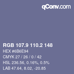 カラーコード: RGB 107.9 110.2 148 | qconv.com