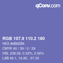 カラーコード: RGB 107.9 110.2 180 | qconv.com