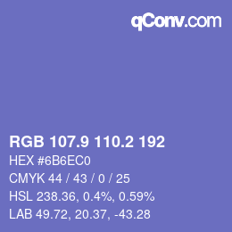 カラーコード: RGB 107.9 110.2 192 | qconv.com