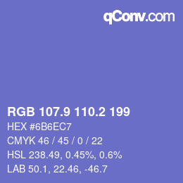カラーコード: RGB 107.9 110.2 199 | qconv.com