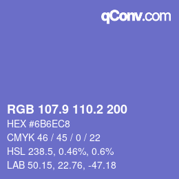 カラーコード: RGB 107.9 110.2 200 | qconv.com