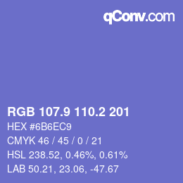 カラーコード: RGB 107.9 110.2 201 | qconv.com