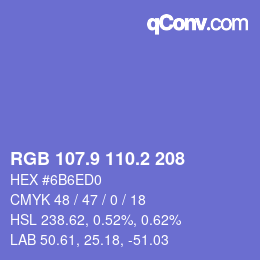 カラーコード: RGB 107.9 110.2 208 | qconv.com