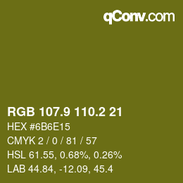 カラーコード: RGB 107.9 110.2 21 | qconv.com