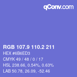 カラーコード: RGB 107.9 110.2 211 | qconv.com