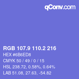 カラーコード: RGB 107.9 110.2 216 | qconv.com