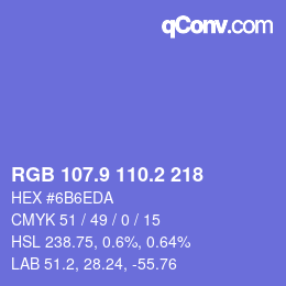 カラーコード: RGB 107.9 110.2 218 | qconv.com