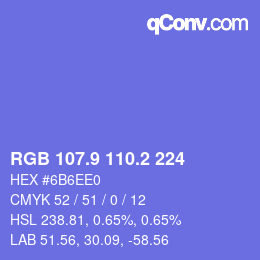 カラーコード: RGB 107.9 110.2 224 | qconv.com