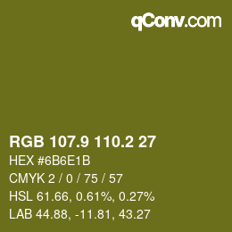 Color code: RGB 107.9 110.2 27 | qconv.com