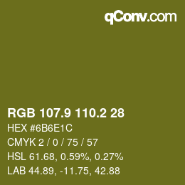 カラーコード: RGB 107.9 110.2 28 | qconv.com