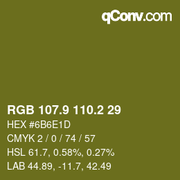 カラーコード: RGB 107.9 110.2 29 | qconv.com