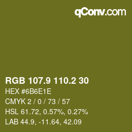 カラーコード: RGB 107.9 110.2 30 | qconv.com