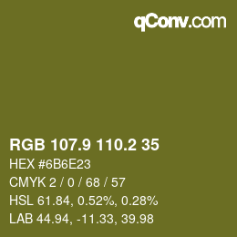 カラーコード: RGB 107.9 110.2 35 | qconv.com