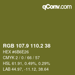 カラーコード: RGB 107.9 110.2 38 | qconv.com