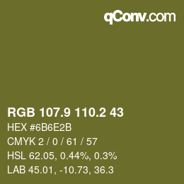 カラーコード: RGB 107.9 110.2 43 | qconv.com