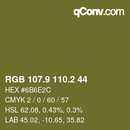 カラーコード: RGB 107.9 110.2 44 | qconv.com