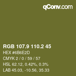 カラーコード: RGB 107.9 110.2 45 | qconv.com
