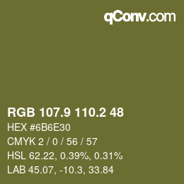 Color code: RGB 107.9 110.2 48 | qconv.com