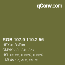 カラーコード: RGB 107.9 110.2 56 | qconv.com