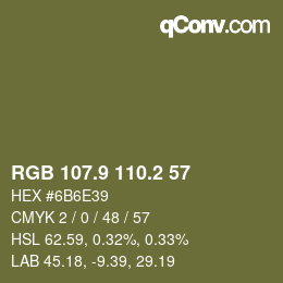 Farbcode: RGB 107.9 110.2 57 | qconv.com
