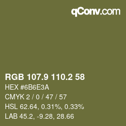 Color code: RGB 107.9 110.2 58 | qconv.com