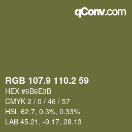 Color code: RGB 107.9 110.2 59 | qconv.com