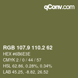 Farbcode: RGB 107.9 110.2 62 | qconv.com