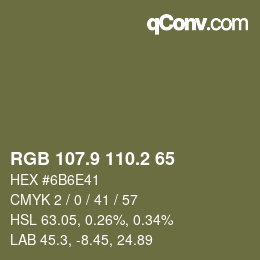 カラーコード: RGB 107.9 110.2 65 | qconv.com