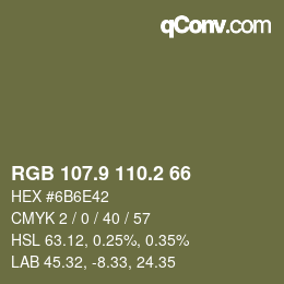 カラーコード: RGB 107.9 110.2 66 | qconv.com