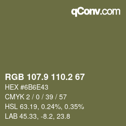 Color code: RGB 107.9 110.2 67 | qconv.com