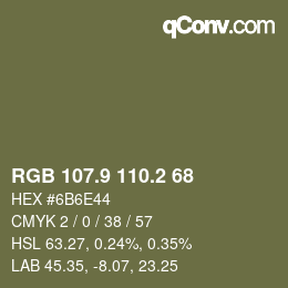 Color code: RGB 107.9 110.2 68 | qconv.com