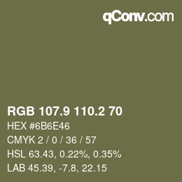 カラーコード: RGB 107.9 110.2 70 | qconv.com