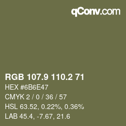 Color code: RGB 107.9 110.2 71 | qconv.com