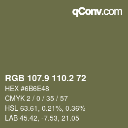 カラーコード: RGB 107.9 110.2 72 | qconv.com