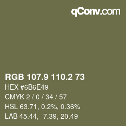 Color code: RGB 107.9 110.2 73 | qconv.com