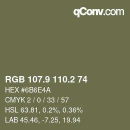 カラーコード: RGB 107.9 110.2 74 | qconv.com