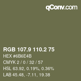 Color code: RGB 107.9 110.2 75 | qconv.com