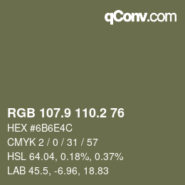 Color code: RGB 107.9 110.2 76 | qconv.com