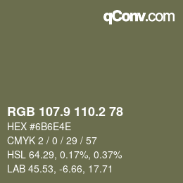 Farbcode: RGB 107.9 110.2 78 | qconv.com